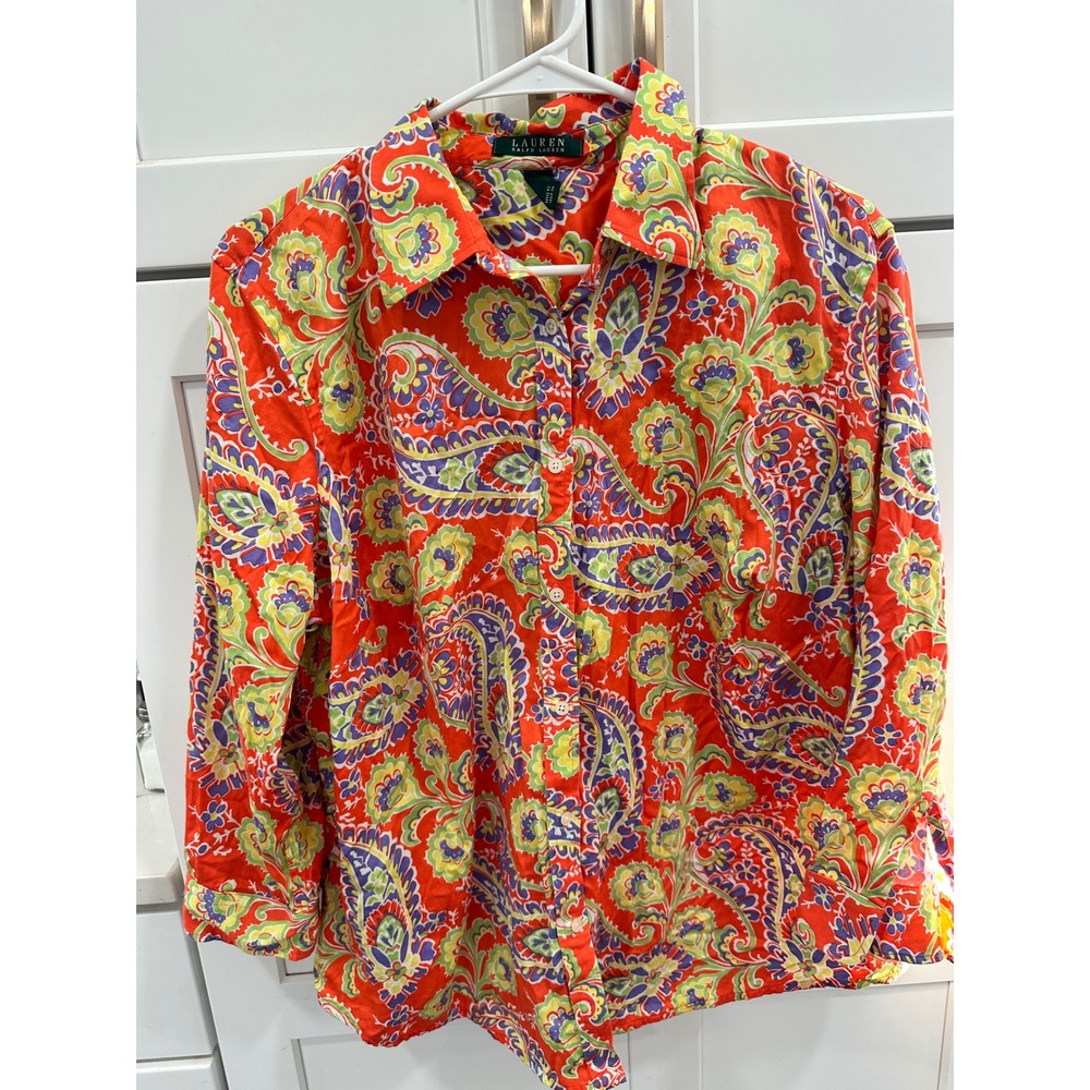Lauren Ralph Lauren Red Paisley Button-Down Shirt